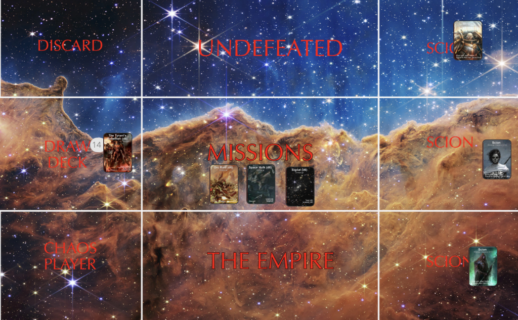 Screenshot of the playingcards.io board of THE SCIONS